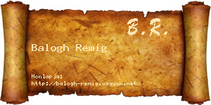 Balogh Remig névjegykártya